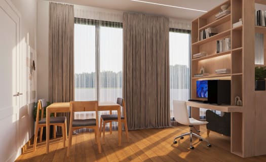 Home office and dining area with bespoke joinery in Dubai