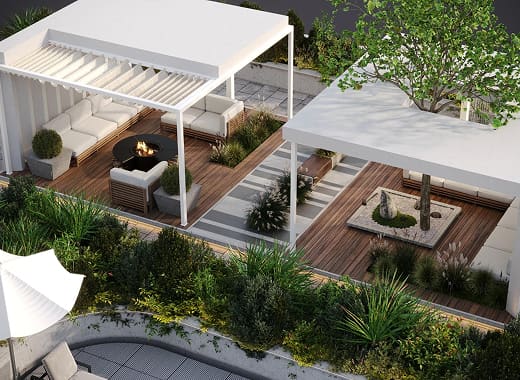 Landscaping design and implementation for an outdoor seating area in Dubai